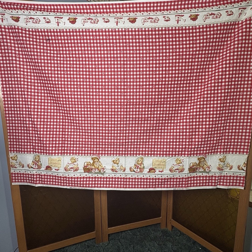 Daisy Kingdom Cherished Teddies Strawberry Lane Cotton Fabric 60" X 45" R